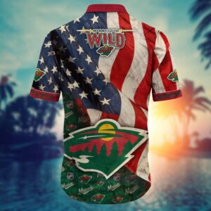 NHL Minnesota Wild American Flag Hawaii Shirt Summer Football Shirts 3