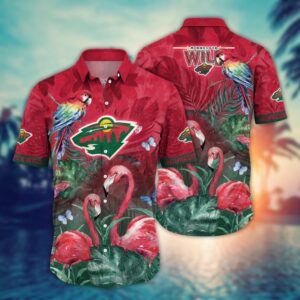 NHL Minnesota Wild Flamigo Hawaii Shirt Summer Football Shirts 1