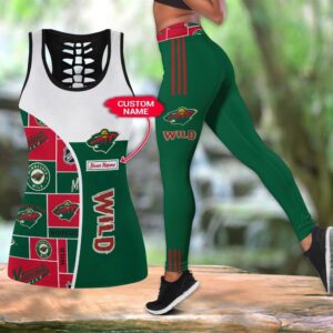 NHL Minnesota Wild Hollow Tank Top And Leggings Set For Fans