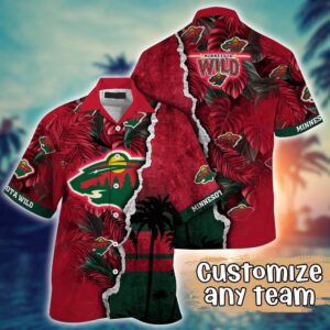 NHL Minnesota Wild Palm Tree Hawaii Shirt Custom Summer Football Shirts 1