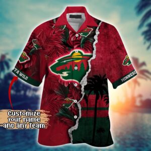 NHL Minnesota Wild Palm Tree Hawaii Shirt Custom Summer Football Shirts 2