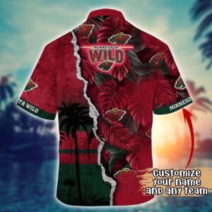 NHL Minnesota Wild Palm Tree Hawaii Shirt Custom Summer Football Shirts 3