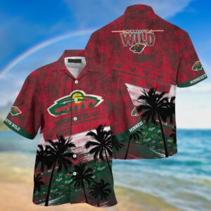 NHL Minnesota Wild Palm Tree Pattern Hawaii Shirt Unisex Sport Hawaii Shirt 1