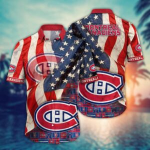 NHL Montreal Canadiens American Flag Hawaii Shirt Summer Football Shirts 1