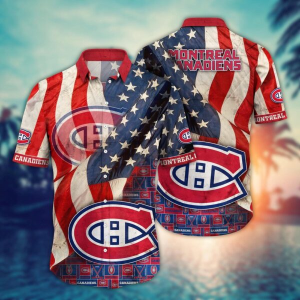 NHL Montreal Canadiens American Flag Hawaii Shirt Summer Football Shirts