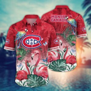 NHL Montreal Canadiens Flamigo Hawaii Shirt Summer Football Shirts 1