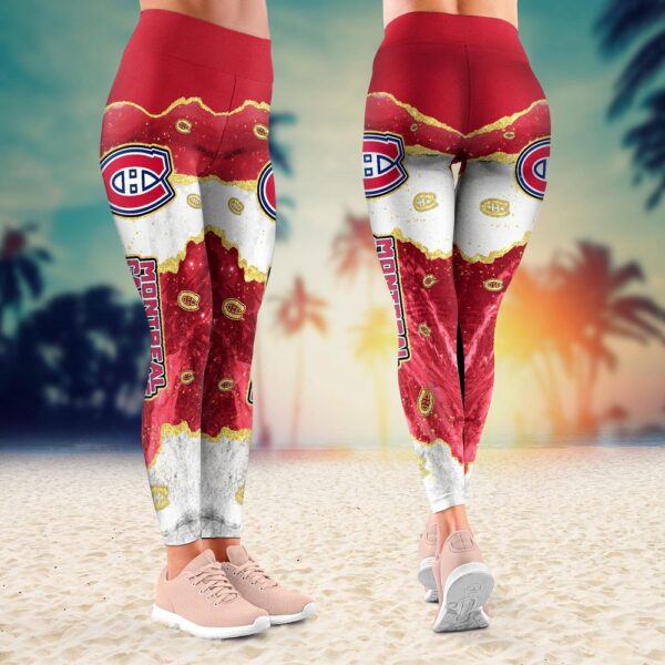 NHL Montreal Canadiens Summer Flower Leggings For Women
