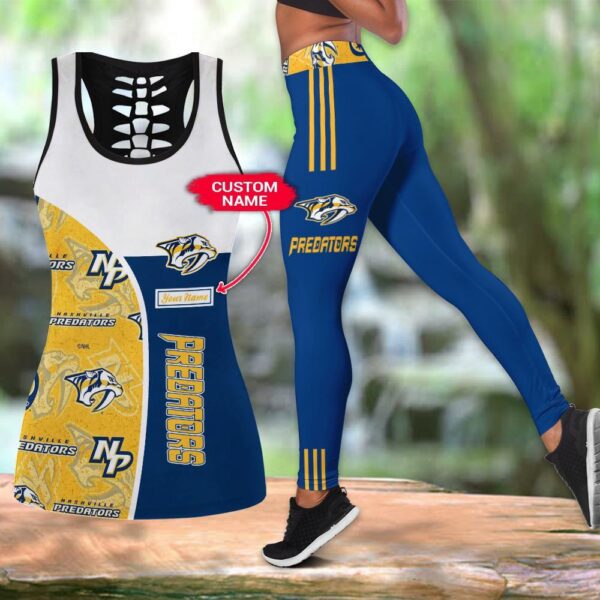 NHL Nashville Predators Hollow Tank Top And Leggings Set For Fans