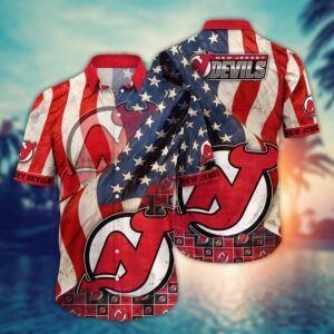 NHL New Jersey Devils American Flag Hawaii Shirt Summer Football Shirts 1