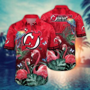 NHL New Jersey Devils Flamigo Hawaii Shirt Summer Football Shirts 1