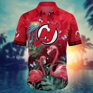 NHL New Jersey Devils Flamigo Hawaii Shirt Summer Football Shirts 2