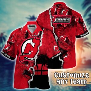 NHL New Jersey Devils Palm Tree Hawaii Shirt Custom Summer Football Shirts 1