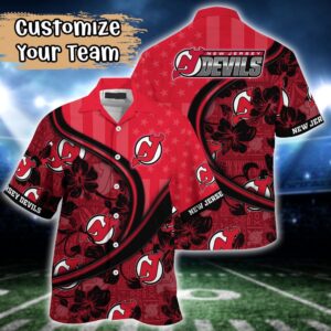 NHL New Jersey Devils Summer Flower Hawaii Shirt Custom Football Shirts 1