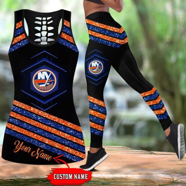 NHL New York Islanders Hollow Tank Top And Leggings Set For Hockey Fans