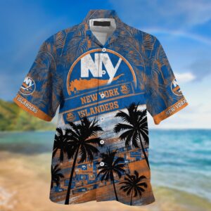 NHL New York Islanders Palm Tree Pattern Hawaii Shirt Unisex Sport Hawaii Shirt 2