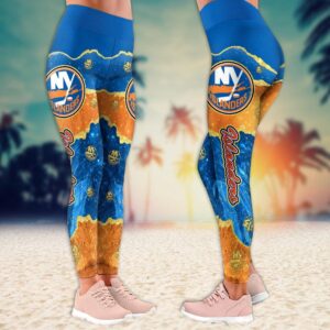 NHL New York Islanders Summer Flower Leggings For Women 2 1