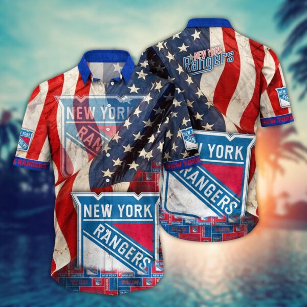 NHL New York Rangers American Flag Hawaii Shirt Summer Football Shirts