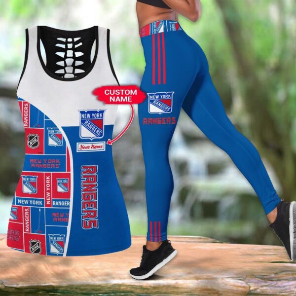 NHL New York Rangers Hollow Tank Top And Leggings Set For Fans