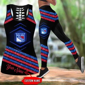 NHL New York Rangers Hollow Tank Top And Leggings Set For Hockey Fans 1