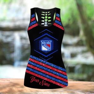 NHL New York Rangers Hollow Tank Top And Leggings Set For Hockey Fans 3