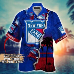 NHL New York Rangers Palm Tree Hawaii Shirt Custom Summer Football Shirts 2