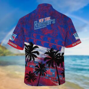 NHL New York Rangers Palm Tree Pattern Hawaii Shirt Unisex Sport Hawaii Shirt 3