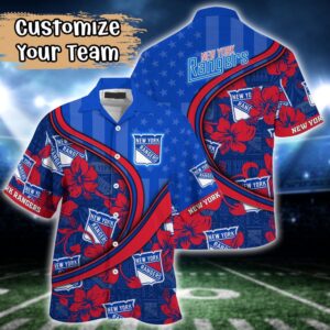 NHL New York Rangers Summer Flower Hawaii Shirt Custom Football Shirts 1