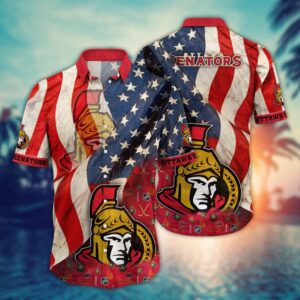 NHL Ottawa Senators American Flag Hawaii Shirt Summer Football Shirts 1