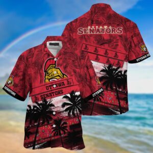 NHL Ottawa Senators Palm Tree Pattern Hawaii Shirt Unisex Sport Hawaii Shirt 1