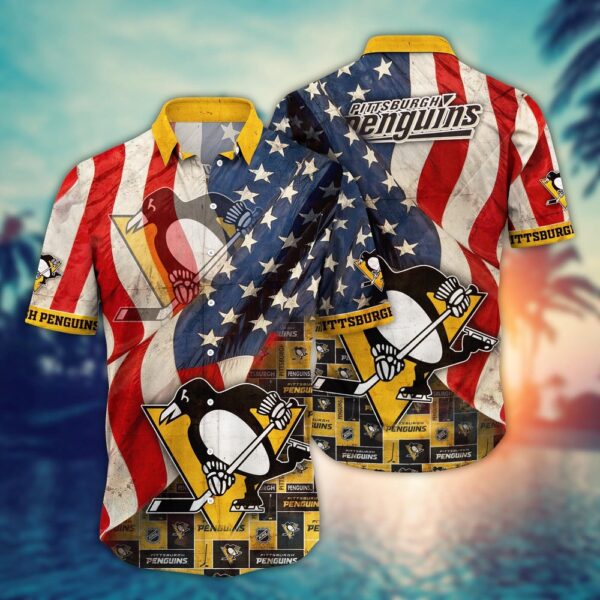 NHL Pittsburgh Penguins American Flag Hawaii Shirt Summer Football Shirts