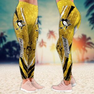 NHL Pittsburgh Penguins Flower Leggings Women Football Leggings For Women 2 1