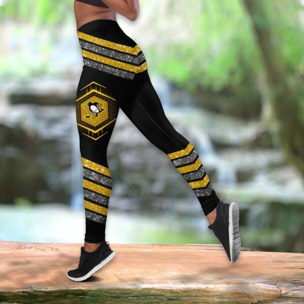 NHL Pittsburgh Penguins Hollow Tank Top And Leggings Set For Hockey Fans