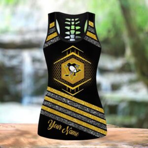 NHL Pittsburgh Penguins Hollow Tank Top And Leggings Set For Hockey Fans 3