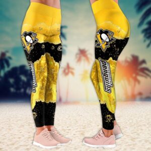 NHL Pittsburgh Penguins Summer Flower Leggings For Women 2 1