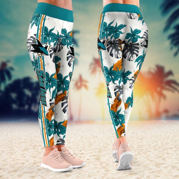 NHL San Jose Sharks Flower Leggings For Women