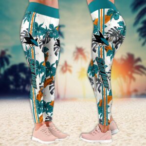 NHL San Jose Sharks Flower Leggings For Women 2 1