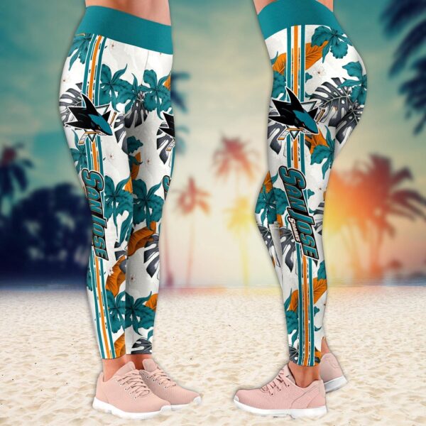 NHL San Jose Sharks Flower Leggings For Women