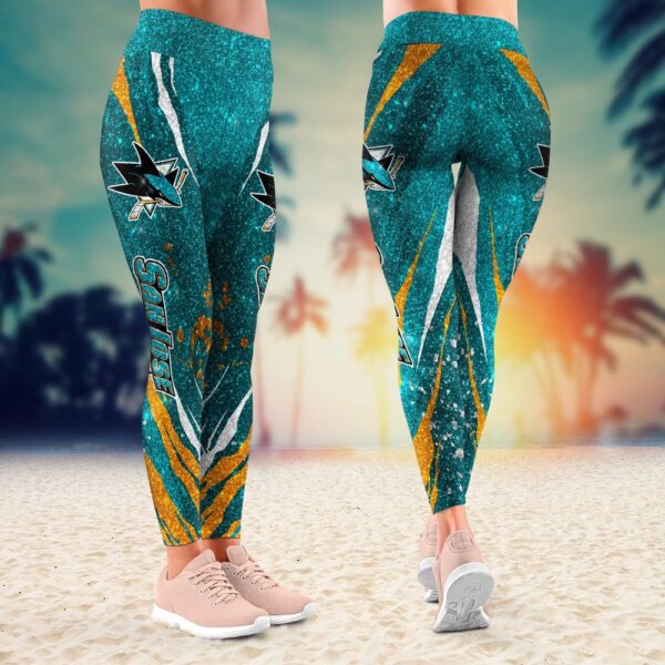 NHL San Jose Sharks Flower Leggings Women Football Leggings For Women