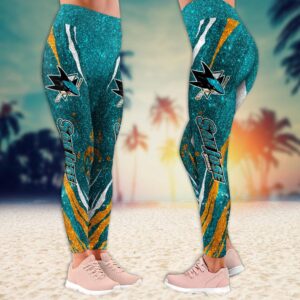 NHL San Jose Sharks Flower Leggings Women Football Leggings For Women 2 1