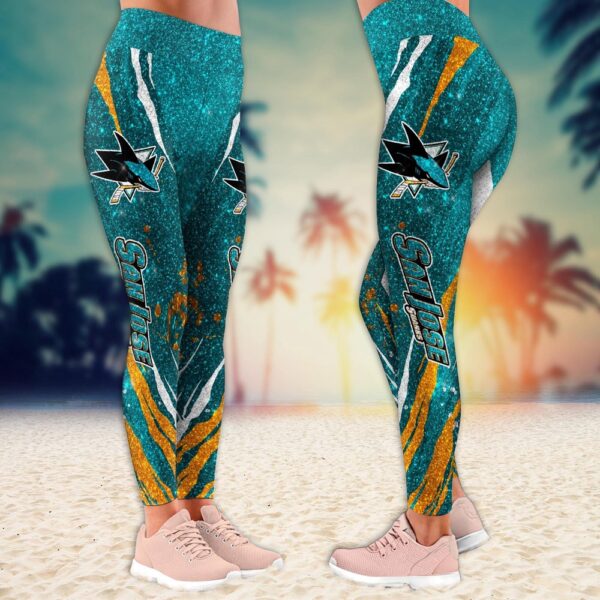 NHL San Jose Sharks Flower Leggings Women Football Leggings For Women