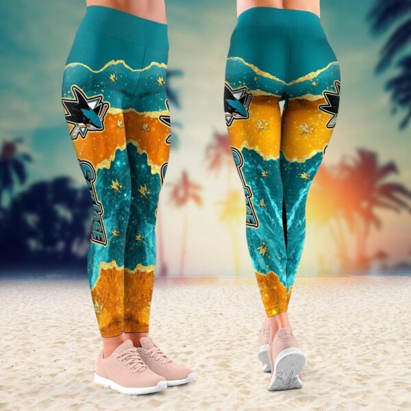 NHL San Jose Sharks Summer Flower Leggings For Women