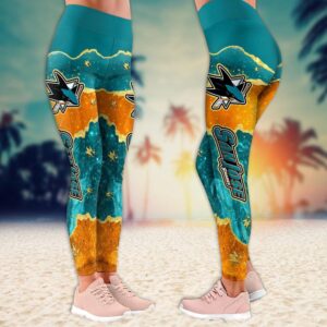 NHL San Jose Sharks Summer Flower Leggings For Women 2 1