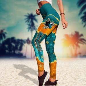 NHL San Jose Sharks Summer Flower Leggings For Women 3 1