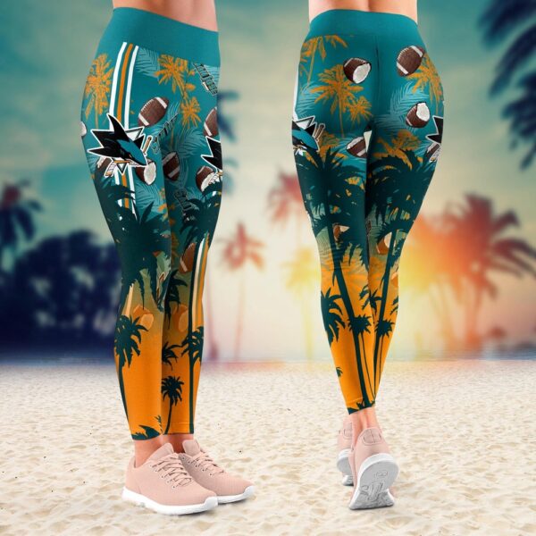 NHL San Jose Sharks Summer Flower Leggings Women Football Leggings For Women