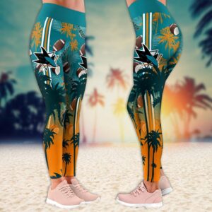 NHL San Jose Sharks Summer Flower Leggings Women Football Leggings For Women 2 1