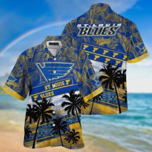 NHL St Louis Blues Palm Tree Pattern Hawaii Shirt Unisex Sport Hawaii Shirt 1
