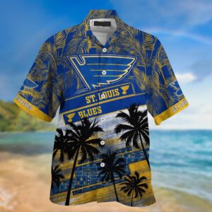 NHL St Louis Blues Palm Tree Pattern Hawaii Shirt Unisex Sport Hawaii Shirt 2