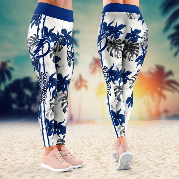 NHL Tampa Bay Lightning Flower Leggings For Women