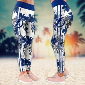 NHL Tampa Bay Lightning Flower Leggings For Women 2 1