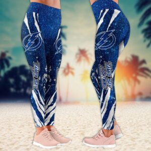 NHL Tampa Bay Lightning Flower Leggings Women Football Leggings For Women 2 1